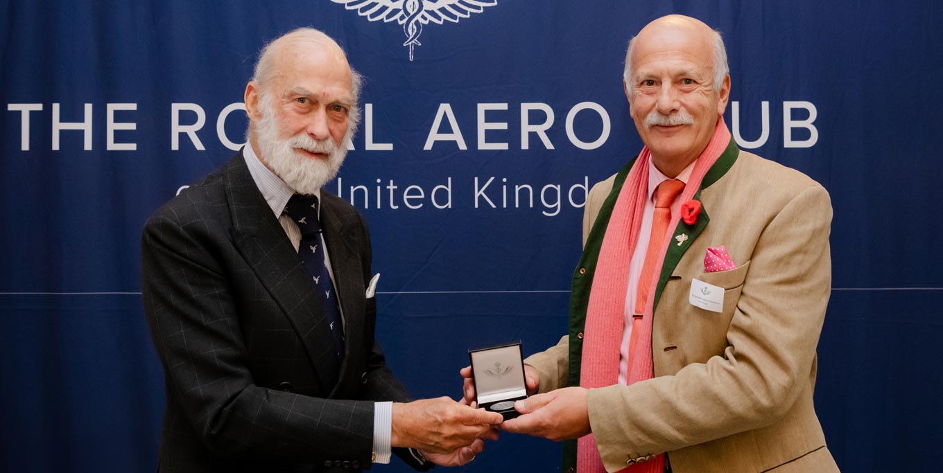 Richard being presented with a RAeC Silver Medal by HRH Prince Michael of Kent