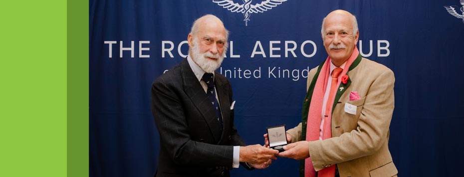 Richard being presented with a RAeC Silver Medal by HRH Prince Michael of Kent